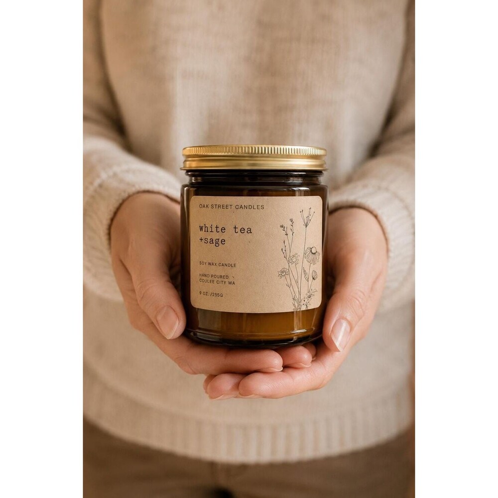 Oak Street Candles White Tea + Sage Soy Candle 9oz